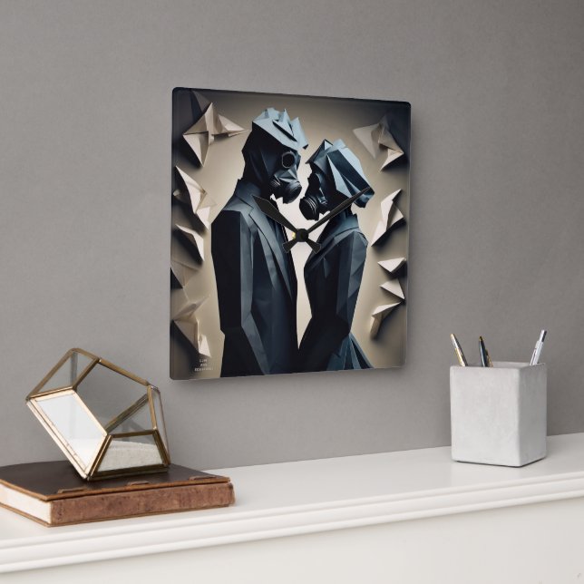 LIEBE UND RESISTENZ Origami Quadratische Wanduhr (Büro)