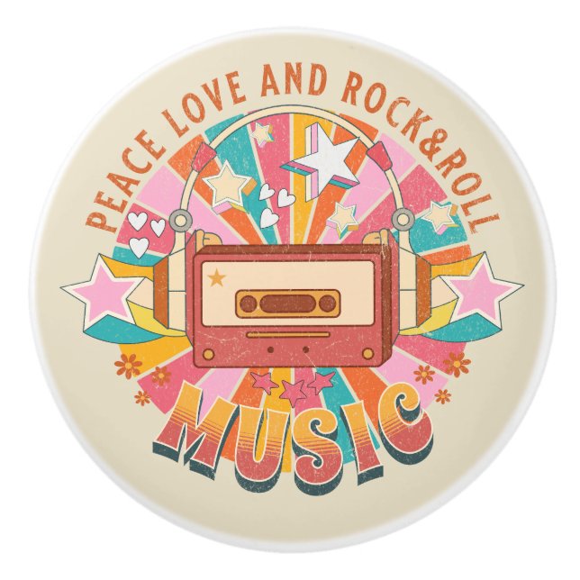 Liebe und Rock & Roll Keramikknauf (Vorderseite)