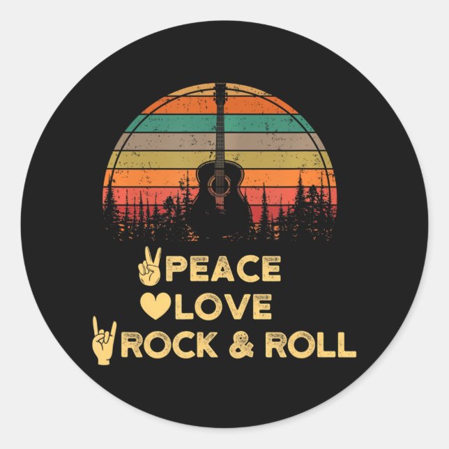 Liebe und Rock'n'Roll Runder Aufkleber (Vorderseite)