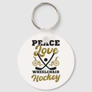 Liebe und Rollstuhlhockey-Design Rollstuhl Hocke Schlüsselanhänger