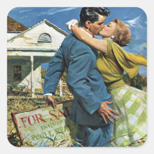 Liebe und Romantik auf altmodische Art: Frischverm Quadratischer Aufkleber