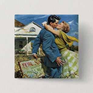 Liebe und Romantik auf altmodische Weise: Frischve Button