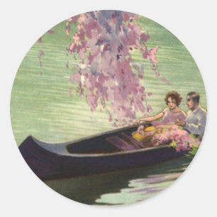 Liebe und Romantik im Vintage-Stil, Romantischer K Runder Aufkleber