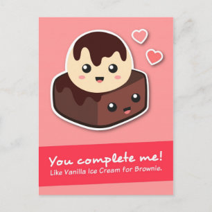 Liebe und Romantik - Vanilleeis und Brownie Postkarte