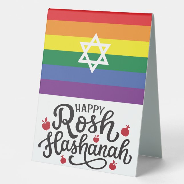 Liebe und rosa Hashanah Tischaufsteller (Vorderseite)