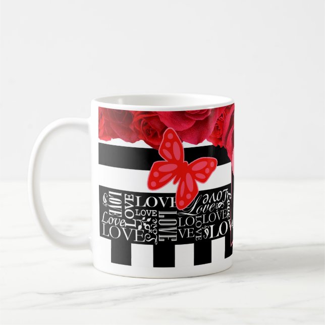 Liebe und Rose Blackboard Stil Valentine Tasse (Links)