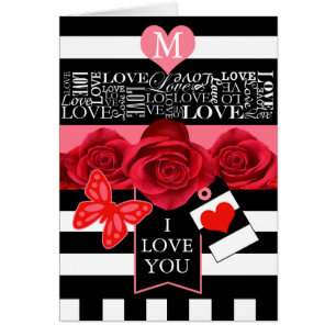 Liebe und Rose Blackboard Style Card