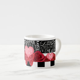 Liebe und Rose Blackboard Style Espresso Cup Espressotasse