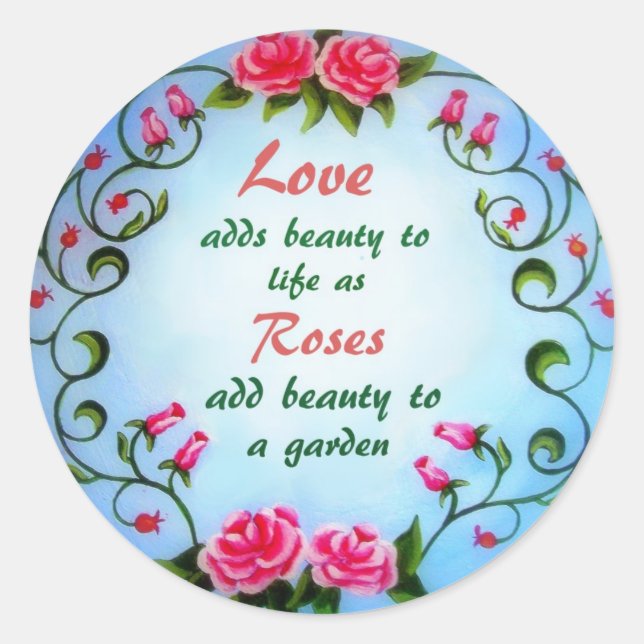 Liebe und Rose Runder Aufkleber (Vorderseite)