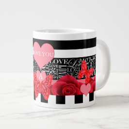 Liebe und Rose Tasse im Blackboard-Stil