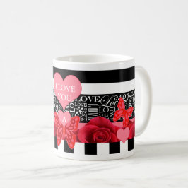 Liebe und Rose Tasse im Blackboard-Stil