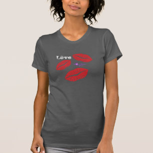 Liebe und rote Küsse Damen Racerback Tank Top
