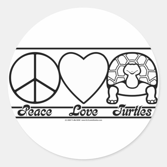 Liebe und Schildkröten Runder Aufkleber (Vorderseite)