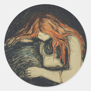 Liebe und Schmerzen (The Vampire) (von Edvard Munc Runder Aufkleber