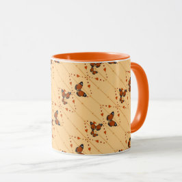 Liebe und Schmetterlinge in orange Version 2 Tasse