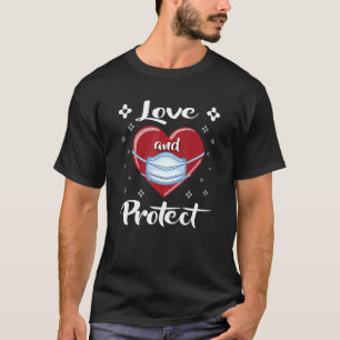 Liebe und Schutz der Herzwand Maske Funny Valentin T-Shirt