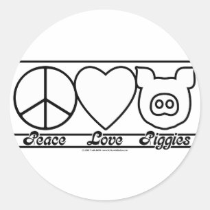 Liebe und Schweine Runder Aufkleber