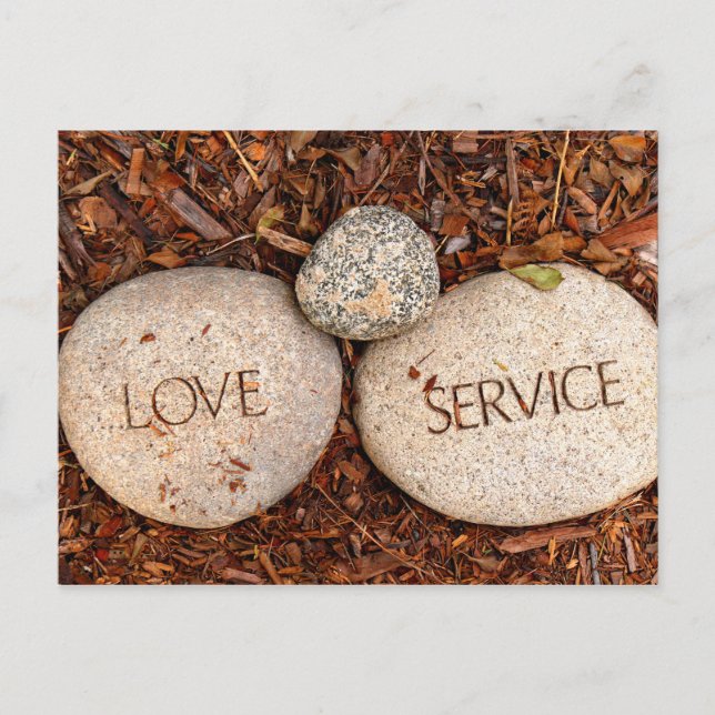 Liebe und Service - Spirituelle Religiöse Steine Postkarte (Vorderseite)