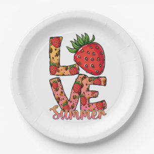 Liebe und Sommer Rosa und Braun Fresh Strawber Pappteller