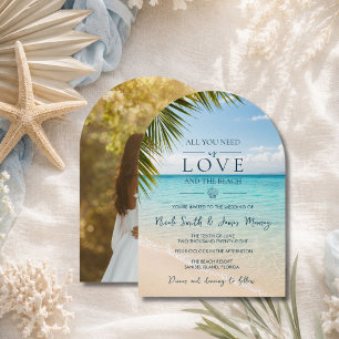 Liebe und Strand Hochzeit am Küstenort Einladung
