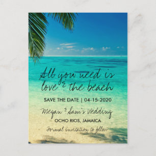 Liebe und Strand Ziel Save the Date Ankündigungspostkarte