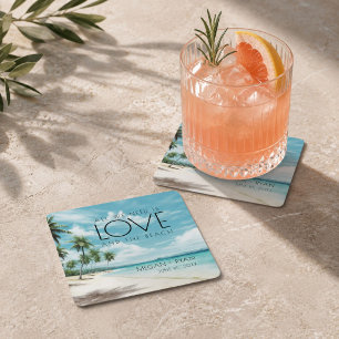 Liebe und Strandhochzeit Rechteckiger Pappuntersetzer