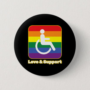 Liebe und Unterstützung von Regenbogenmenschen mit Button