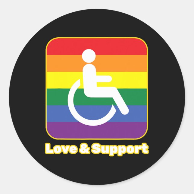 Liebe und Unterstützung von Regenbogenmenschen mit Runder Aufkleber (Vorderseite)