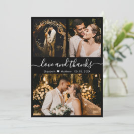 Liebe und vielen Dank an Black and White Wedding V Dankeskarte