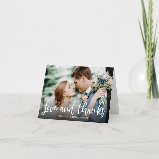 Liebe und vielen Dank an das elegante Foto Wedding Dankeskarte (Vorderseite)