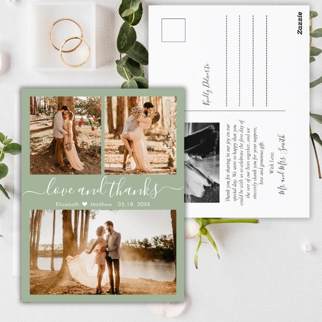 Liebe und vielen Dank an Sage Green Wedding Vielen Postkarte (Von Creator hochgeladen)