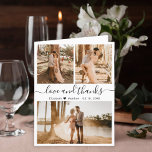 Liebe und vielen Dank für die Hochzeit von Foto Co Dankeskarte<br><div class="desc">Minimalistisches, modernes Foto für Hochzeitsfotos mit Faltkarte. Stilvoll, Elegant danke Ihnen Kartenvorlage mit drei Foto auf der Vorderseite und ein Foto im Inneren. Mit dem Text "Liebe und Dank" in einer Wirblen Hand geschrieben Typografie Skript-Schriftart in schwarz auf weißem Hintergrund. Personalisieren Sie den individuelle Name und danken Sie Ihnen Nachricht....</div>