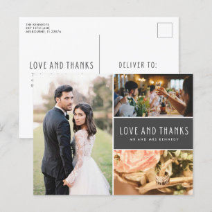 Liebe und vielen Dank für die Hochzeit von Foto Co Einladungspostkarte