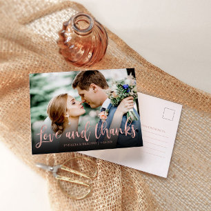 Liebe und vielen Dank Rose Gold Foto Hochzeit Viel Postkarte