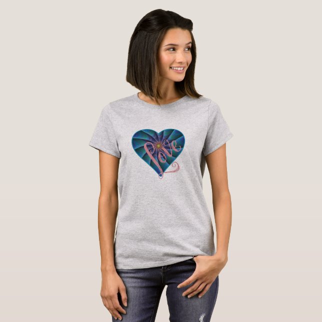 Liebe-Unendlichkeits-Herz - Blau und Rosa T-Shirt (Vorne ganz)