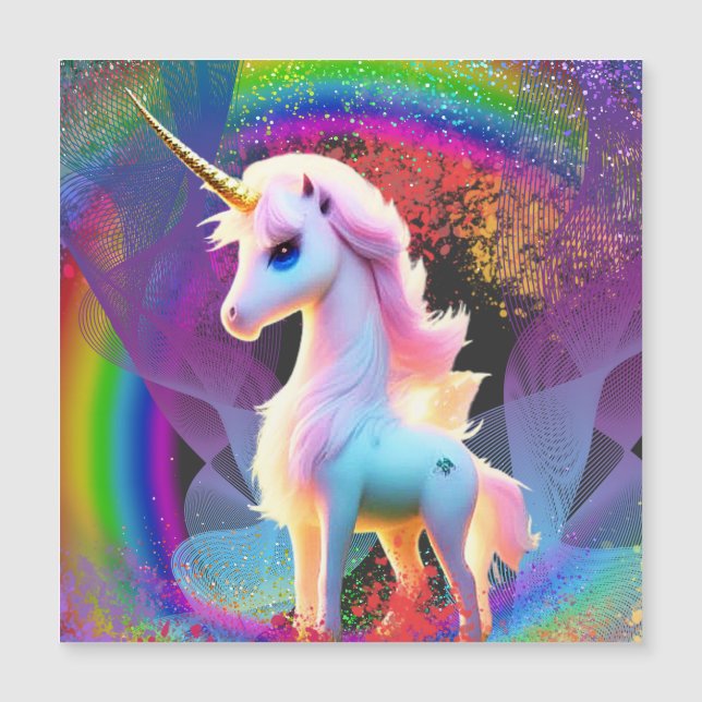 Liebe Unicorn Regenbogen Magnetkarte (Vorderseite)