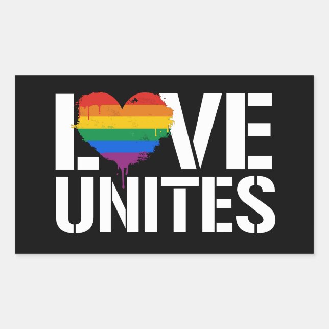 Liebe Unites Rechteckiger Aufkleber (Vorderseite)
