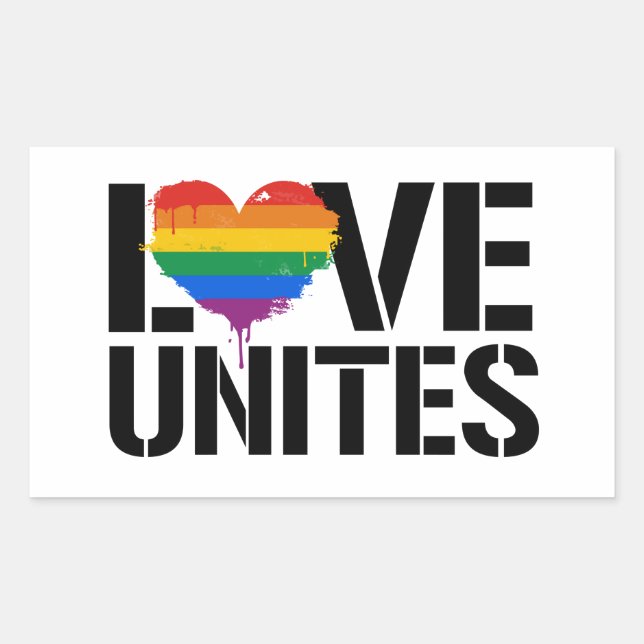 Liebe Unites Rechteckiger Aufkleber (Vorderseite)