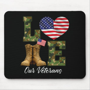 Liebe unseren Veteranentag Stolz Militär Amerikani Mousepad