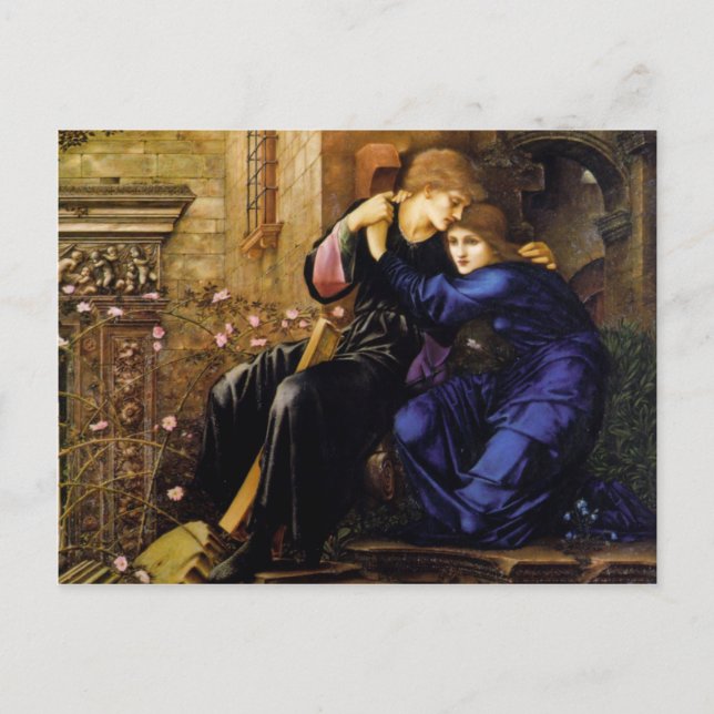 Liebe unter den Ruinen - Edward Burne-Jones Postkarte (Vorderseite)