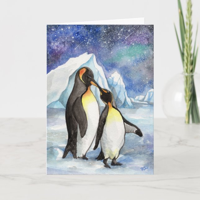 Liebe unter den Sternen - Pinguin Liebhaber Karte (Vorderseite)