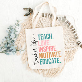 Liebe unterrichten Inspiriere Lehrer motivieren Tragetasche