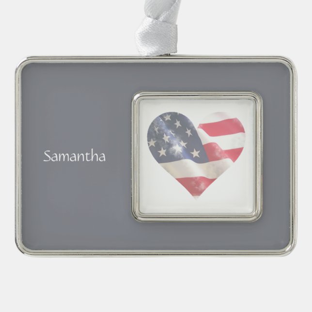 LIEBE USA INDIVIDUELLE NAME Rahmen-Ornament SILBER (Vorderseite)