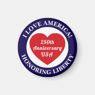 Liebe USA Patriotisches Rot-Weiß-Blau-Herz 250. Magnet