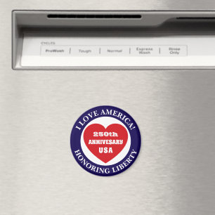 Liebe USA Patriotisches Rot-Weiß-Blau-Herz 250. Magnet