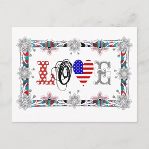 Liebe USA Postkarte