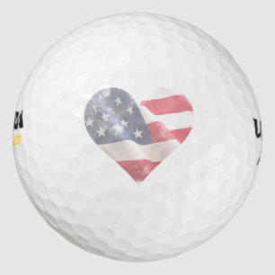 Liebe USA Rustic Americana Flaggen Streifen Golfball