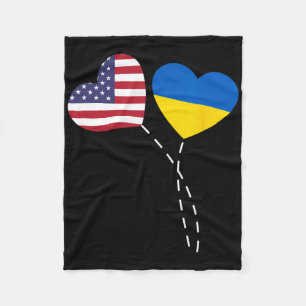 Liebe Usa Ukraine Flagge Herz Ukrainische Amerikan Fleecedecke