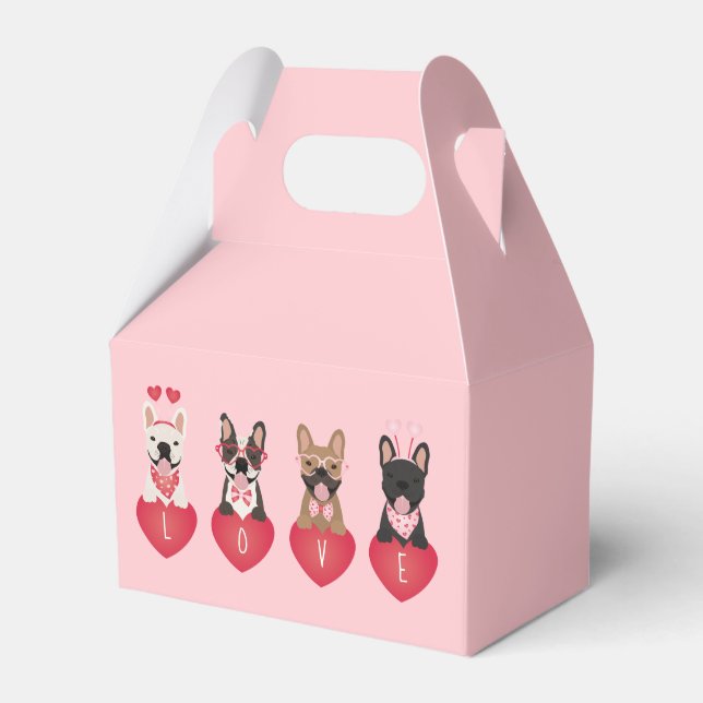 Liebe Valentine French Bulldogs Geschenkschachtel (Vorderseite)
