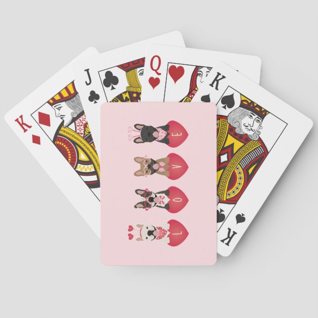 Liebe Valentine French Bulldogs Spielkarten (Rückseite)